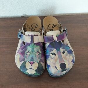 Calceo Nature Lion and Woof Multicolor Slip-on Clogs Size EU 37